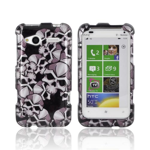 HTC Radar 4G Hard Case - Silver Skulls on Black