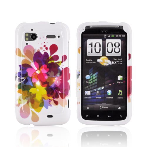 HTC Sensation 4G Hard Case - Colorful Water Flowers on White