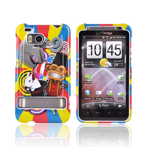 HTC Thunderbolt Hard Case - Monkey, Elephant, & Bunny on Red/Blue/Yellow