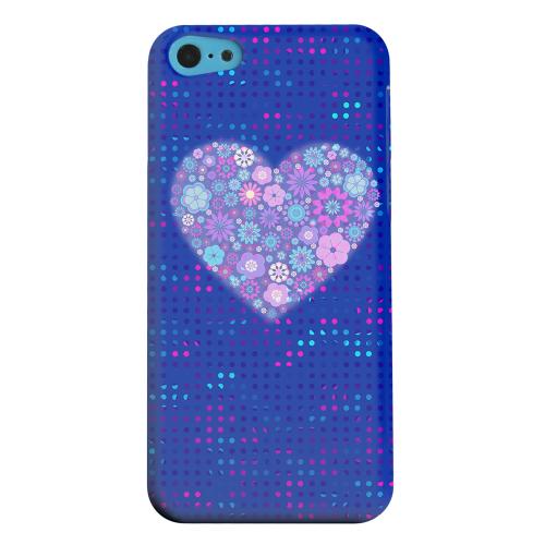 Geeks Designer Line (GDL) Apple iPhone 5C Matte Hard Back Cover - Shimmer Blue Dots & Heart