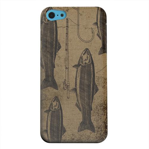 Geeks Designer Line (GDL) Apple iPhone 5C Matte Hard Back Cover - Vintage Salmon/Hook/Pole Print Geeks Designer Line (GDL) Apple iPhone 5C Matte Hard Back Cover - Vintage Salmon/Hook/Pole Print