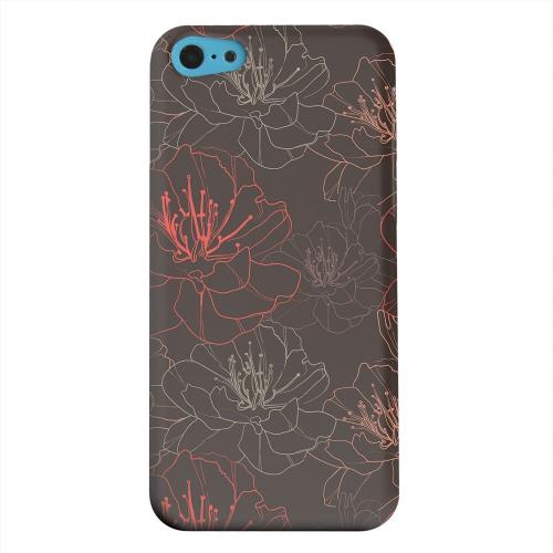 Geeks Designer Line (GDL) Apple iPhone 5C Matte Hard Back Cover - Flower Outline on Brown Geeks Designer Line (GDL) Apple iPhone 5C Matte Hard Back Cover - Flower Outline on Brown