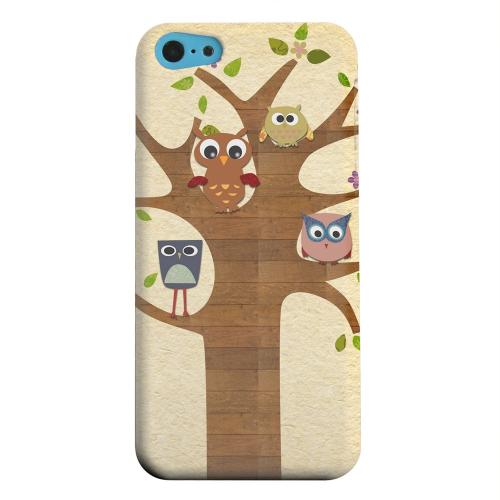 Geeks Designer Line (GDL) Apple iPhone 5C Matte Hard Back Cover - Owls on Brown Tree