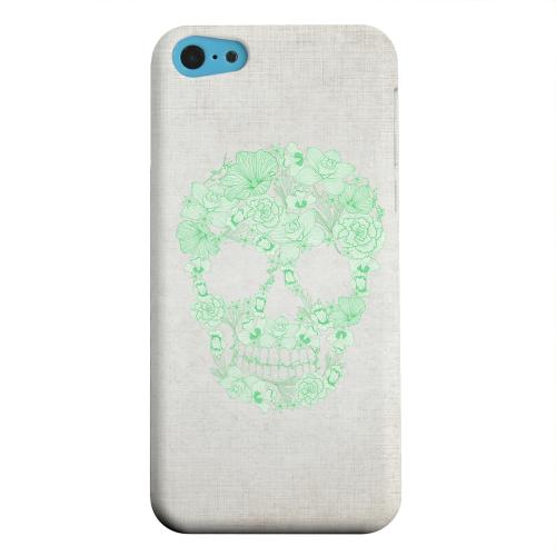 Geeks Designer Line (GDL) Apple iPhone 5C Matte Hard Back Cover - Floral Green Skull on Canvas