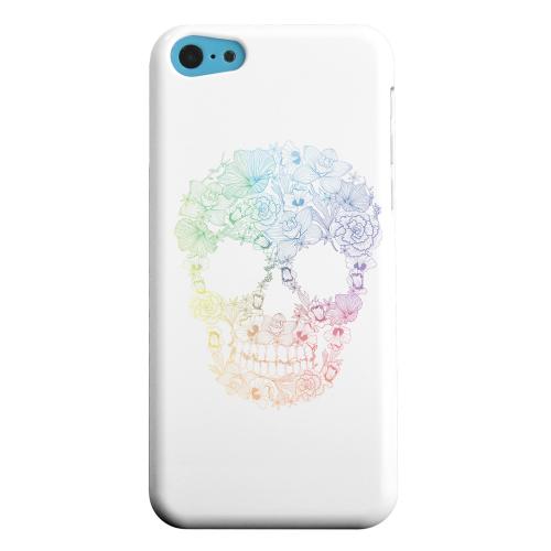 Geeks Designer Line (GDL) Apple iPhone 5C Matte Hard Back Cover - Floral Rainbow Skull on White