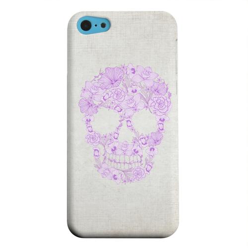 Geeks Designer Line (GDL) Apple iPhone 5C Matte Hard Back Cover - Floral Violet Skull on Canvas