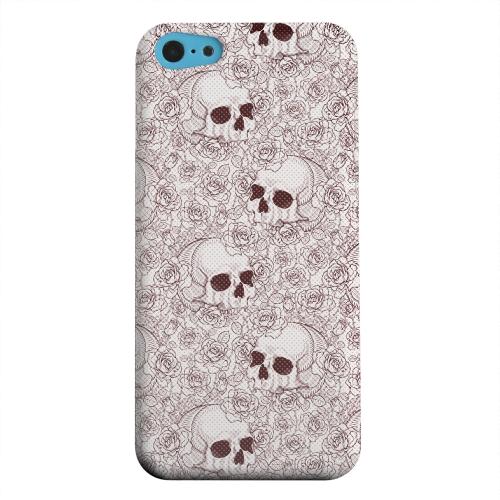 Geeks Designer Line (GDL) Apple iPhone 5C Matte Hard Back Cover - Thorn Skull Red Halftone