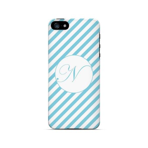 Calligraphy N on Mint Slanted Stripes - Geeks Designer Line Monogram Series Hard Case for Apple iPhone 5/5S