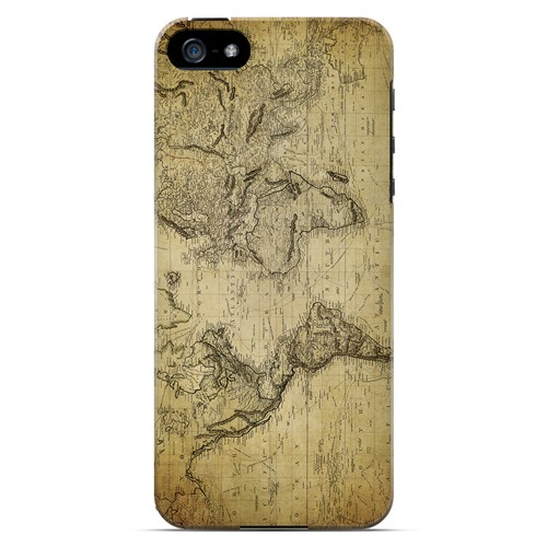 Vintage World Map Circa 1800's - Geeks Designer Line Map Series Hard Case for Apple iPhone 5/5S
