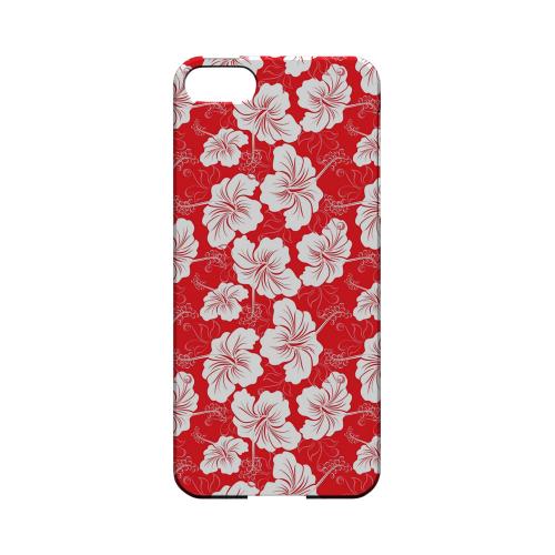 White Hibiscus on Red - Geeks Designer Line Floral Series Hard Case for Apple iPhone 5/5S