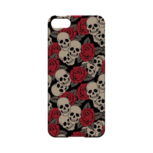 Premium High Impact Resistant Apple iPhone 5/5S Ultra Slim Hard Case - Glossy White Rose Skulls