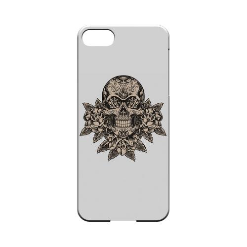 Premium High Impact Resistant Apple iPhone 5/5S Ultra Slim Hard Case - Glossy White Skull Roses