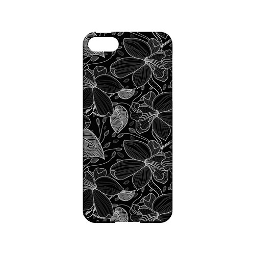 White on Black Orchid Lines - Geeks Designer Line Floral Series Hard Case for Apple iPhone 5/5S