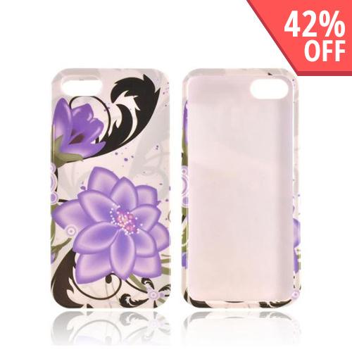 Apple iPhone 5/5S Hard Case - Purple Lily on White