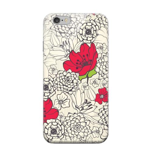 Geeks Designer Line (GDL) Apple iPhone 6 Matte Hard Back Cover - Flower Outline Red Accent Geeks Designer Line (GDL) Apple iPhone 6 Matte Hard Back Cover - Flower Outline Red Accent