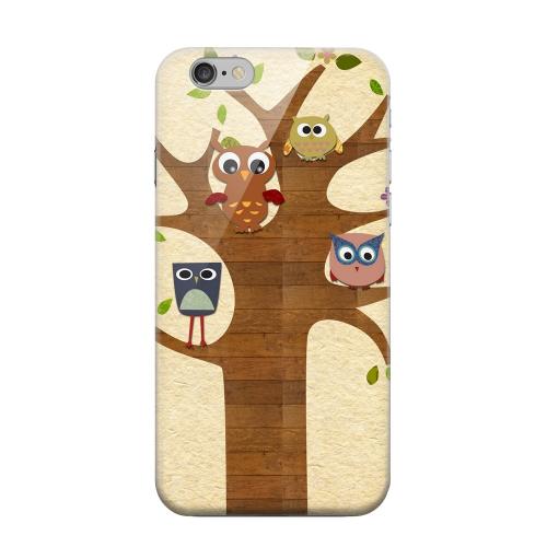 Geeks Designer Line (GDL) Apple iPhone 6 Matte Hard Back Cover - Owls on Brown Tree