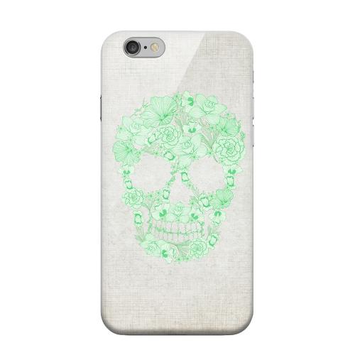 Geeks Designer Line (GDL) Apple iPhone 6 Matte Hard Back Cover - Floral Green Skull on Canvas
