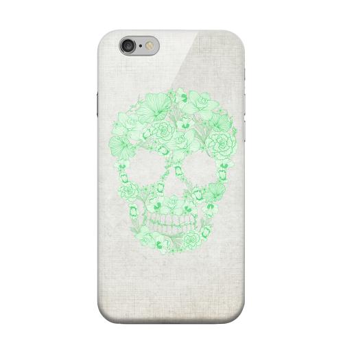 Geeks Designer Line (GDL) Apple iPhone 6 Matte Hard Back Cover - Floral Green Skull on Canvas