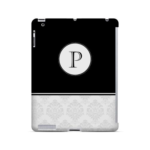 Black P w/ White Damask Design - Geeks Designer Line Monogram Series Hard Case for Apple iPad (3rd & 4th Gen.)