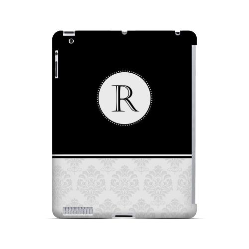 Black R w/ White Damask Design - Geeks Designer Line Monogram Series Hard Case for Apple iPad (3rd & 4th Gen.)