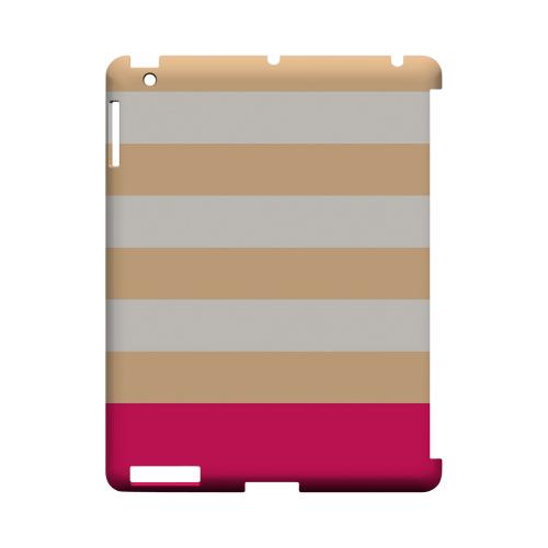 Pink Candy Stripes w/ Pink Bar - Geeks Designer Line Stripe Series Hard Case for Apple iPad (3rd & 4th Gen.)