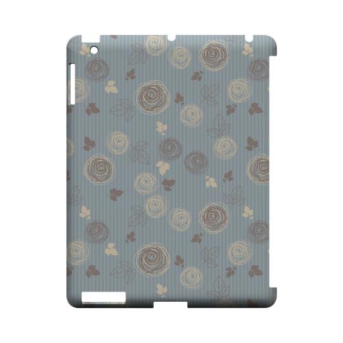 Leaves Scribble Blue/ Brown - Geeks Designer Line Floral Series Hard Case for Apple iPad (3rd & 4th Gen.)