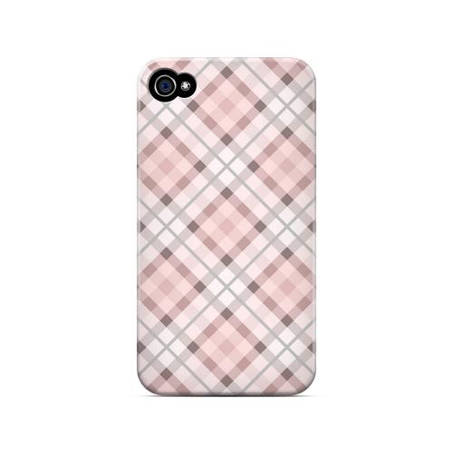 Pink/ Gray Plaid - Geeks Designer Line Checker Series Matte Case for Apple iPhone 4/4S