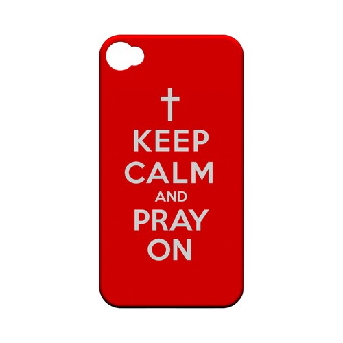 Red Pray On Geeks Designer Line Keep Calm Series Matte Hard Case for Apple iPhone 4/4S