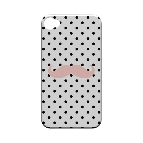 Pink Stache Geeks Designer Line Polka Dot Series Matte Hard Case for Apple iPhone 4/4S