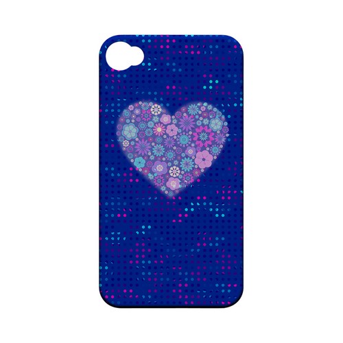 Shimmer Blue Dots & Heart Geeks Designer Line Polka Dot Series Matte Hard Case for Apple iPhone 4/4S