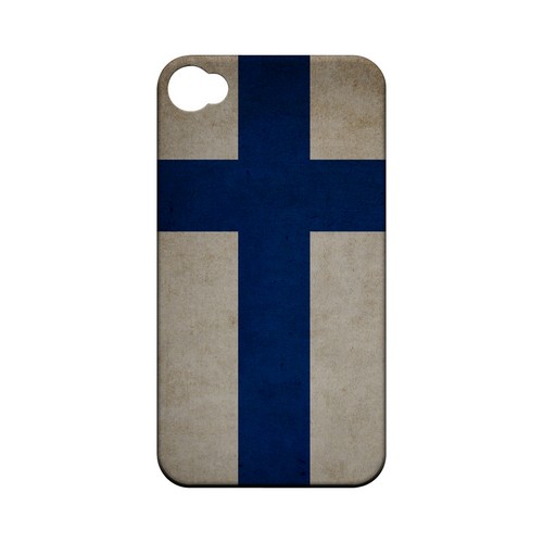 Grunge Finland Geeks Designer Line Flag Series Matte Hard Case for Apple iPhone 4/4S