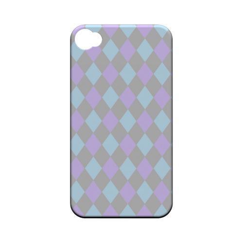 Gray/ Blue/ Purple Argyle - Geeks Designer Line Checker Series Matte Case for Apple iPhone 4/4S