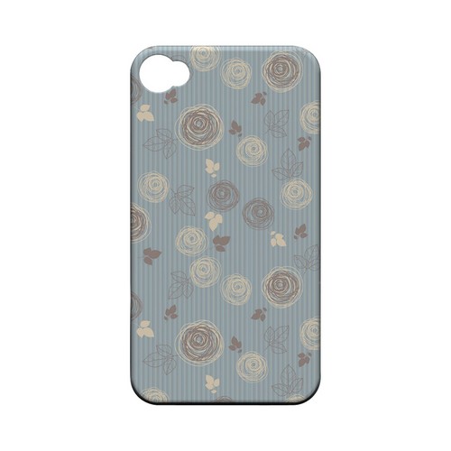 Leaves Scribble Blue/ Brown - Geeks Designer Line Floral Series Matte Case for Apple iPhone 4/4S