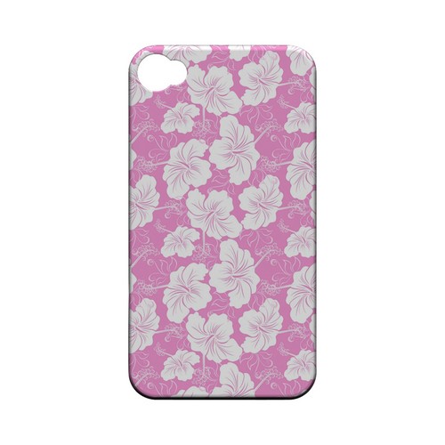 White Hibiscus on Pink - Geeks Designer Line Floral Series Matte Case for Apple iPhone 4/4S