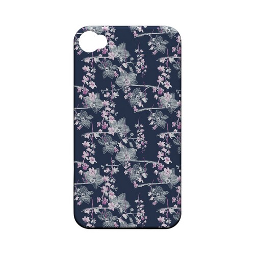 Pink/ White Floral on Blue - Geeks Designer Line Floral Series Matte Case for Apple iPhone 4/4S