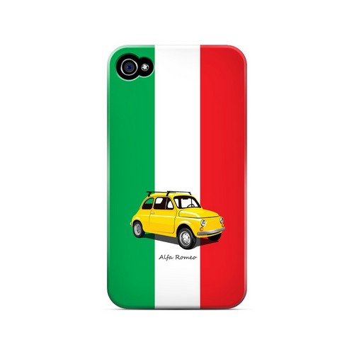 Yellow Alfa Romeo on Green/ White/ Red - Geeks Designer Line Auto Series Matte Case for Apple iPhone 4/4S