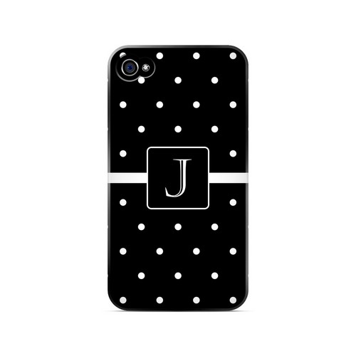 J on Classic Mini Polka Dots - Geeks Designer Line Monogram Series Matte Case for Apple iPhone 4/4S