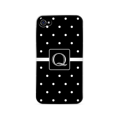 Q on Classic Mini Polka Dots - Geeks Designer Line Monogram Series Matte Case for Apple iPhone 4/4S