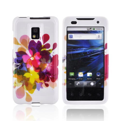 T-Mobile G2X Hard Case - Colorful Water Flowers on White