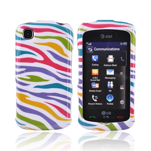 LG Encore GT550 Hard Case - Colorful Zebra on White