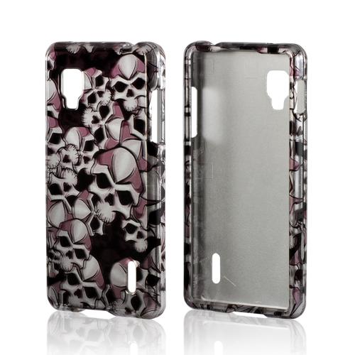 Silver Skulls on Black Hard Case for LG Optimus G (Sprint)