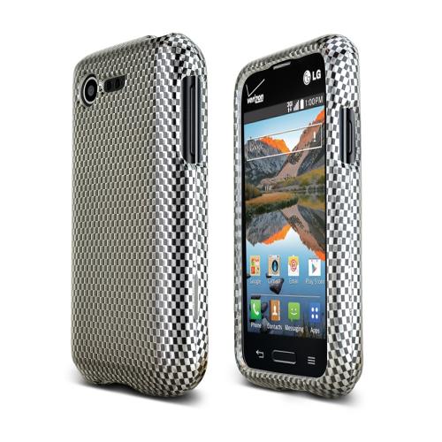 Black/ Gray Carbon Fiber Design LG Optimus Zone 2/ LG Optimus Fuel Hard Case Cover; Perfect fit as Best Coolest Design Plastic Cases