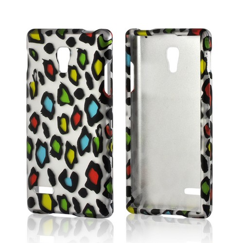 Rainbow Leopard on Silver Hard Case for LG Optimus L9