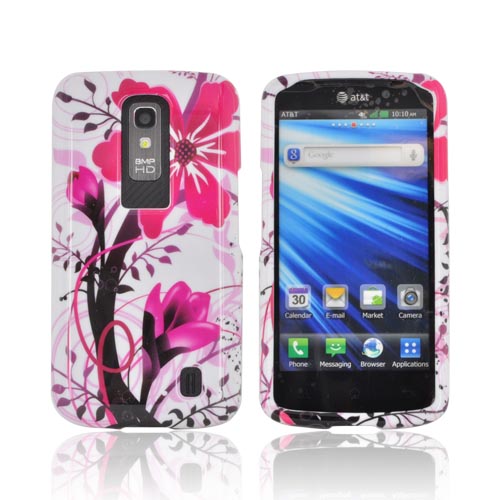LG Nitro HD Hard Case - Pink Flower Splash on White