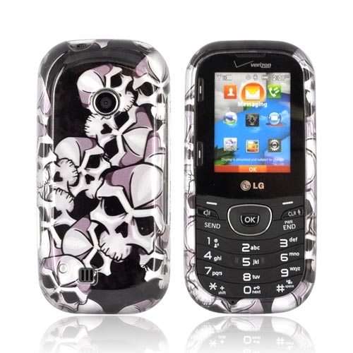 LG Cosmos 2 UN251 Hard Case - Silver Skulls on Black