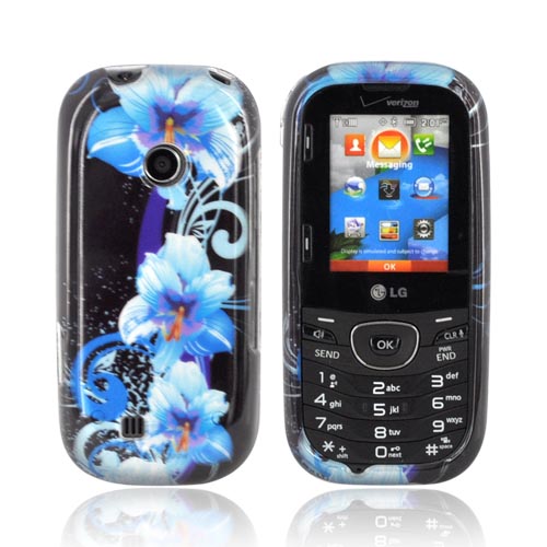 LG Cosmos 2 VN251 Hard Case - Blue Flowers on Black