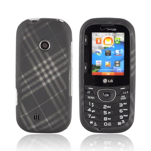 LG Cosmos 2 UN251 Rubberized Hard Case - Gray Plaid on Black