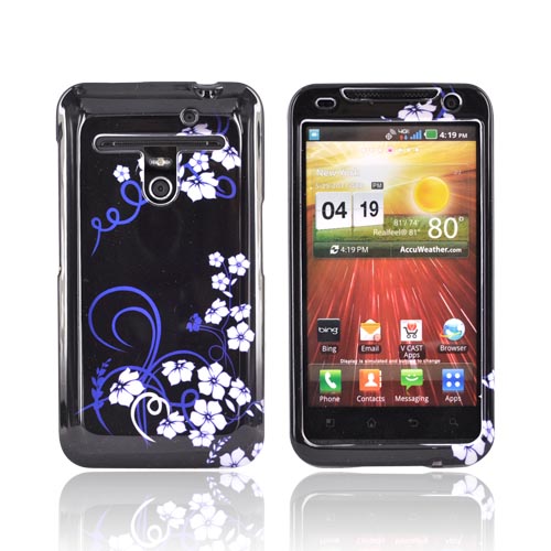 LG Revolution, LG Esteem Hard Case - White Flowers on Black