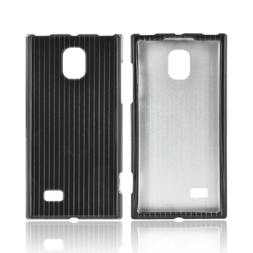 LG Optimus VS930 (Optimus LTE II) Hard Case - Silver Lines on Black