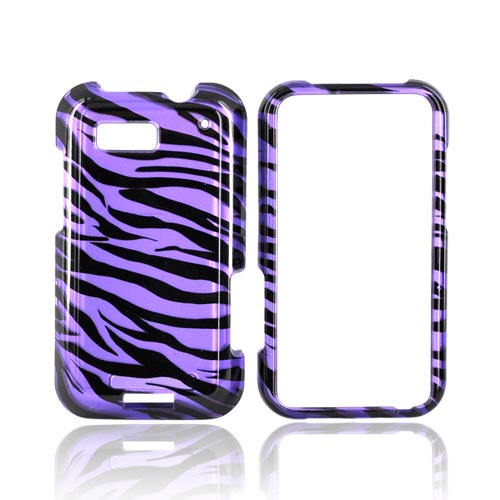 Motorola Defy Hard Case - Purple/Black Zebra
